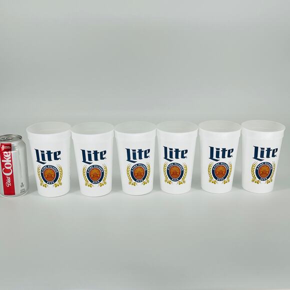 SIX Reusable White Miller Lite Miller Time American Flag Plastic Cups - NWT - Picture 3 of 12